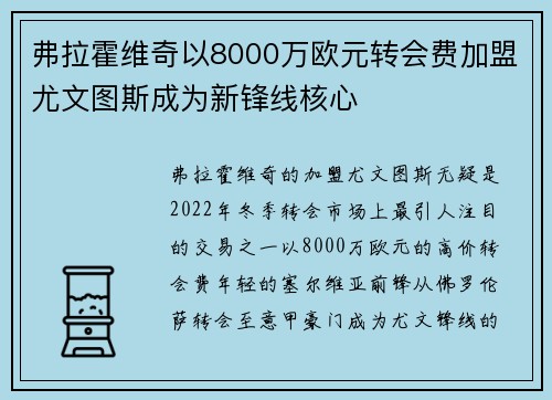 弗拉霍维奇以8000万欧元转会费加盟尤文图斯成为新锋线核心
